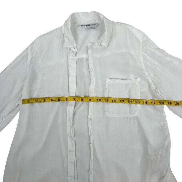 Zara Z1975 Denim Womens Chambray Long Sleeve Button Up Shirt White Size Small - Picture 7 of 14